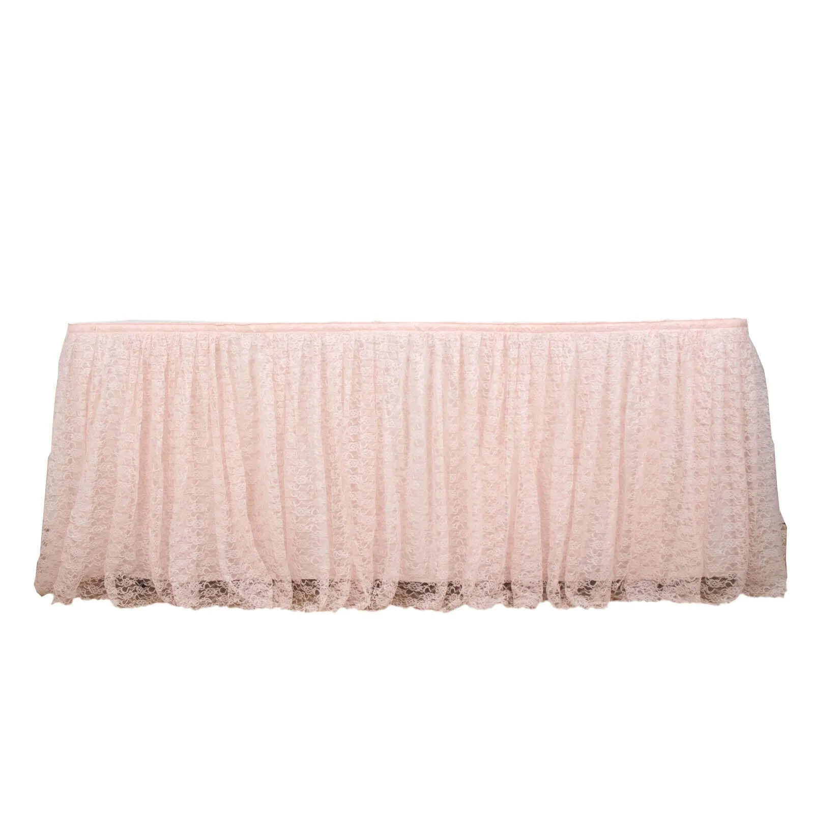 Lace Table Skirt 17ft Blush Premium Pleated - Vintage Style for Parties