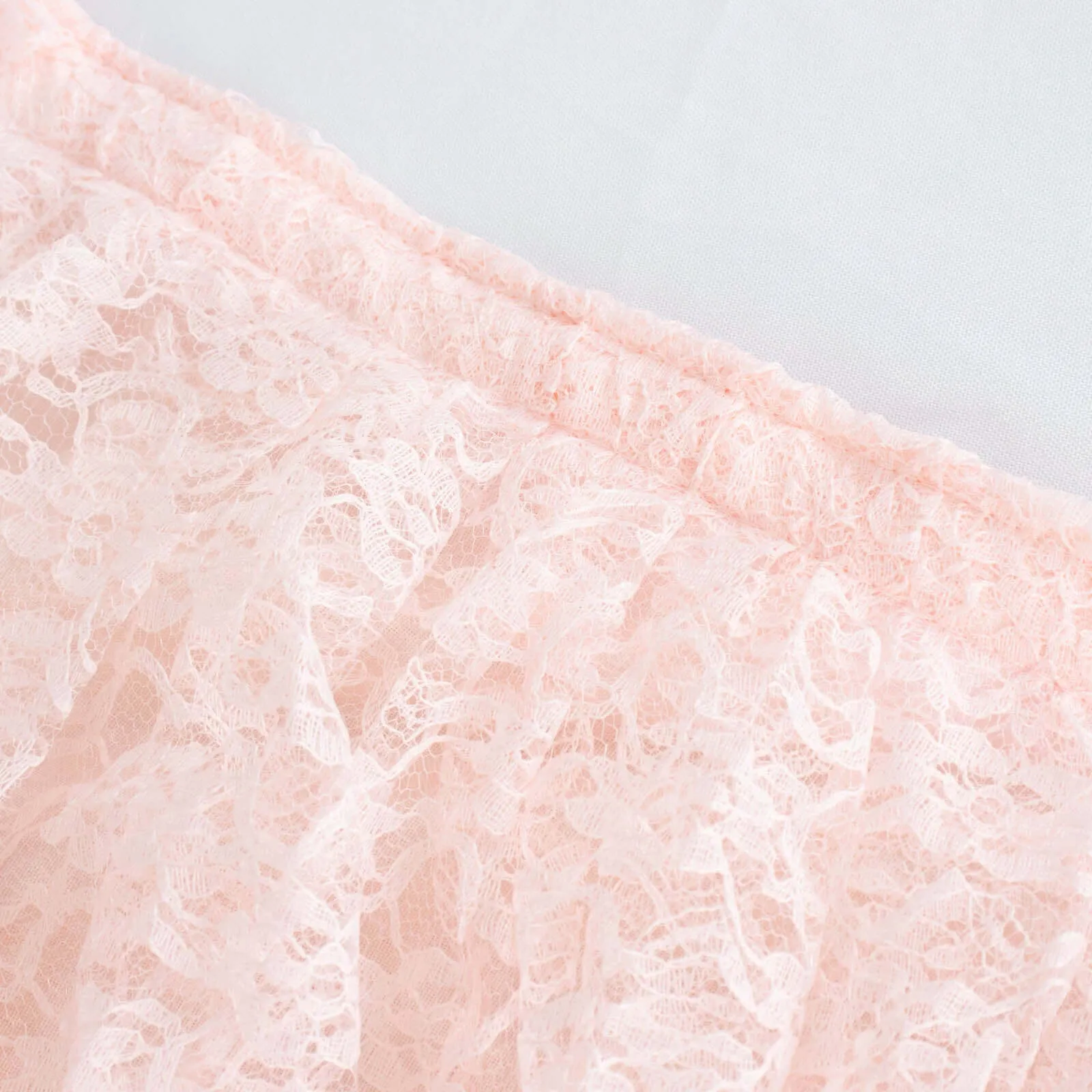 Lace Table Skirt 17ft Blush Premium Pleated - Vintage Style for Parties