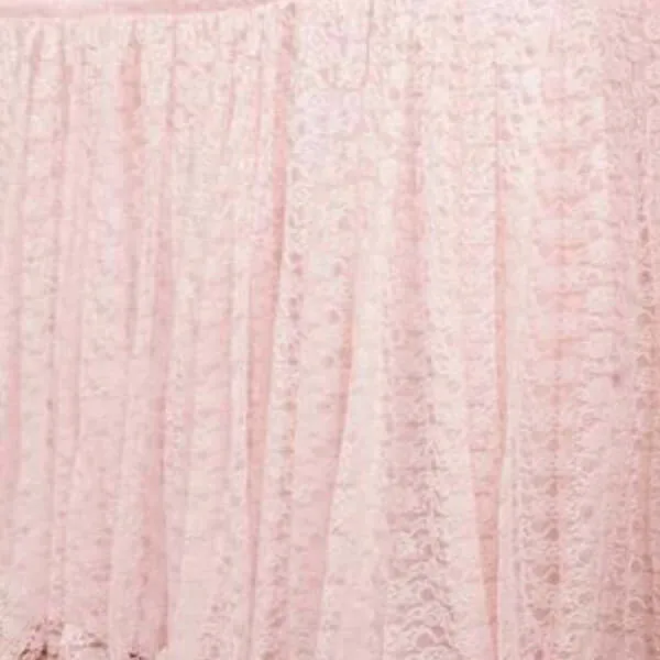 Lace Table Skirt 17ft Blush Premium Pleated - Vintage Style for Parties