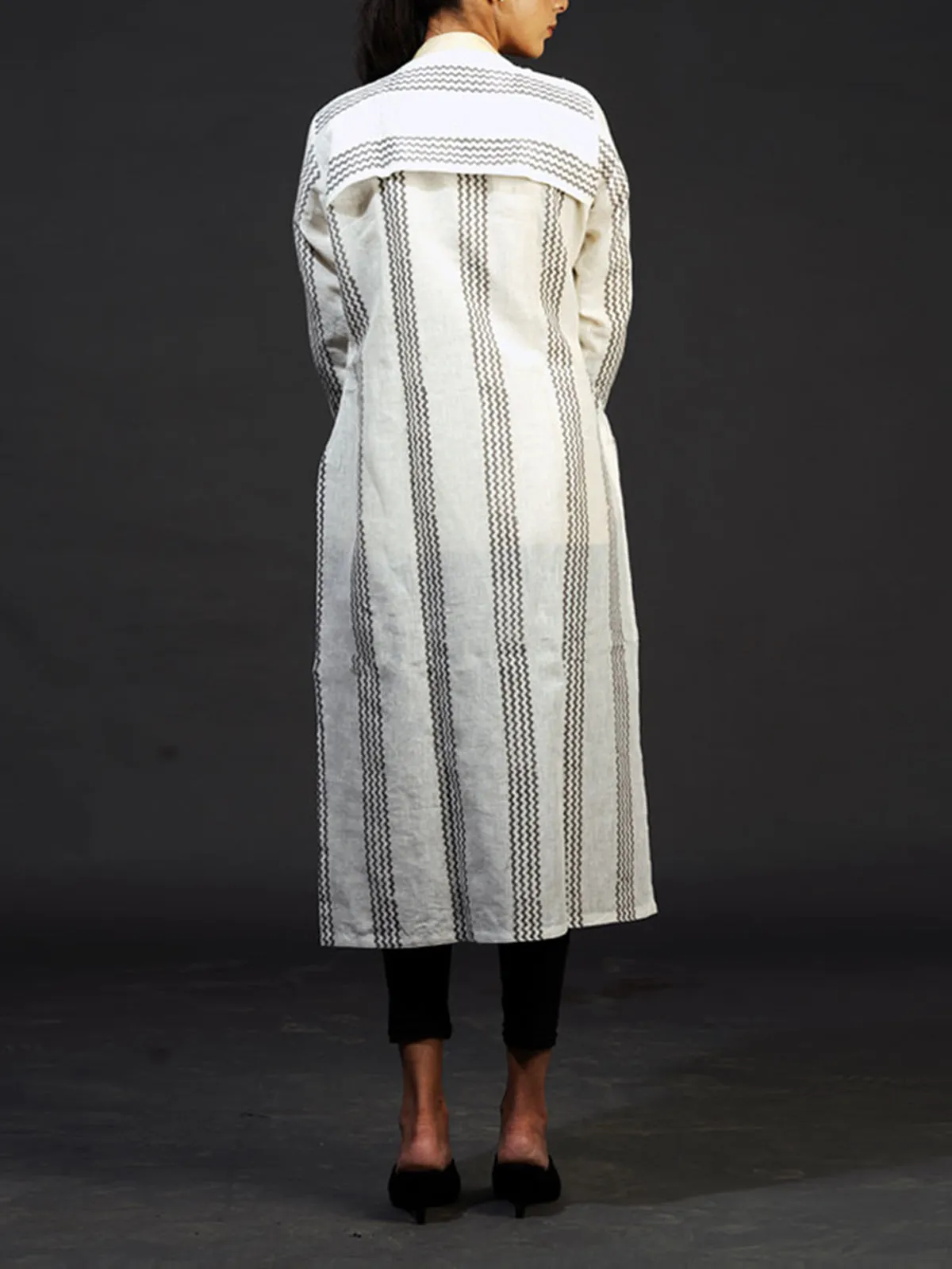 Linen Quarter Sleeve Shrug White