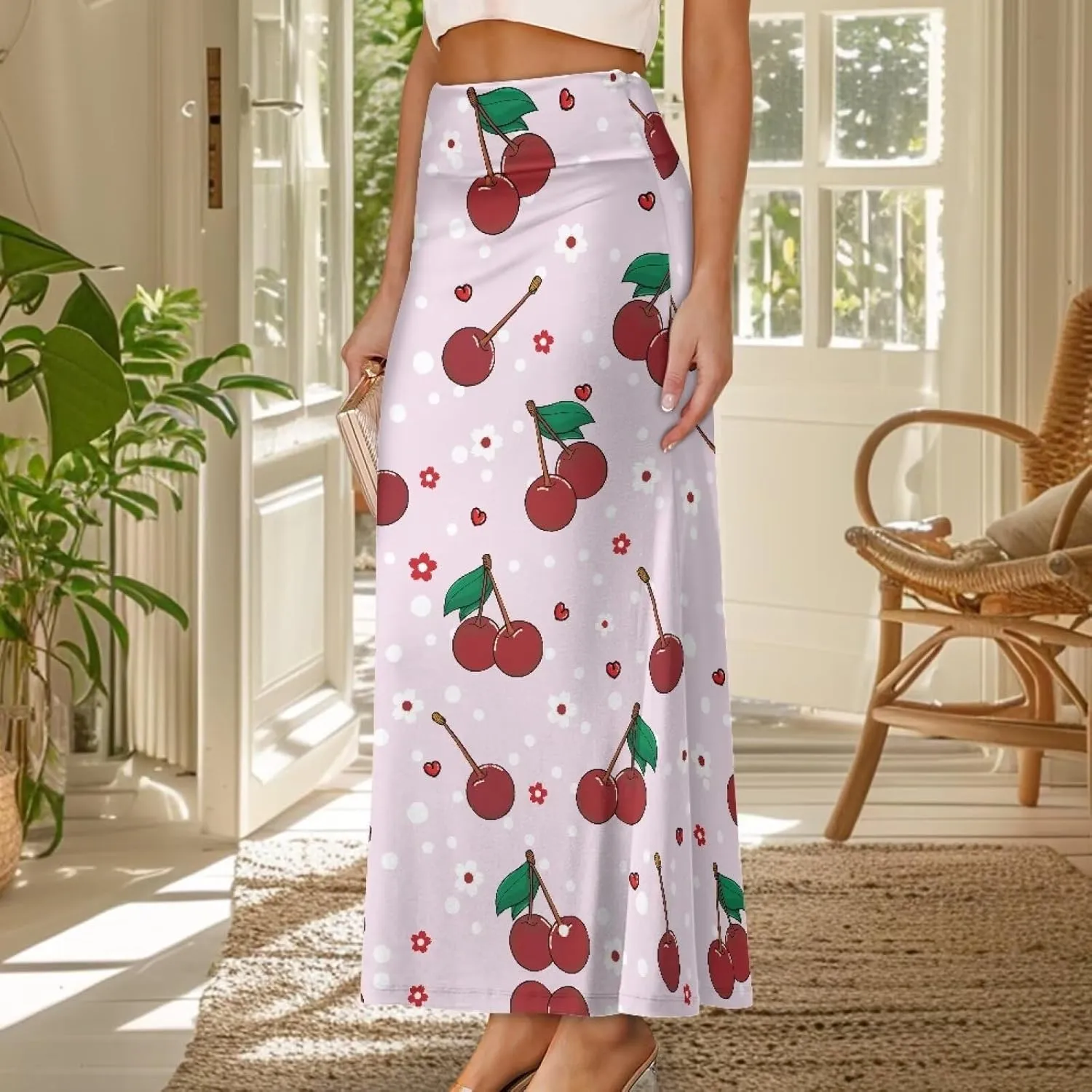 Long Skirts for Women Fall Flared Midi Skirt Flowy Maxi Skirt High Waist Ankle Length Pencil Skirt A-Line Skirts