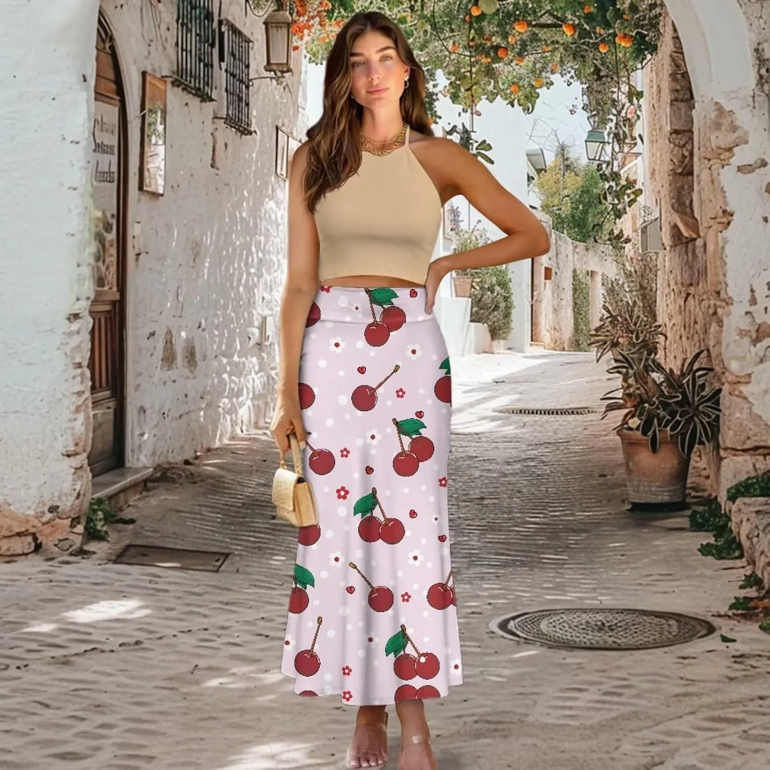 Long Skirts for Women Fall Flared Midi Skirt Flowy Maxi Skirt High Waist Ankle Length Pencil Skirt A-Line Skirts