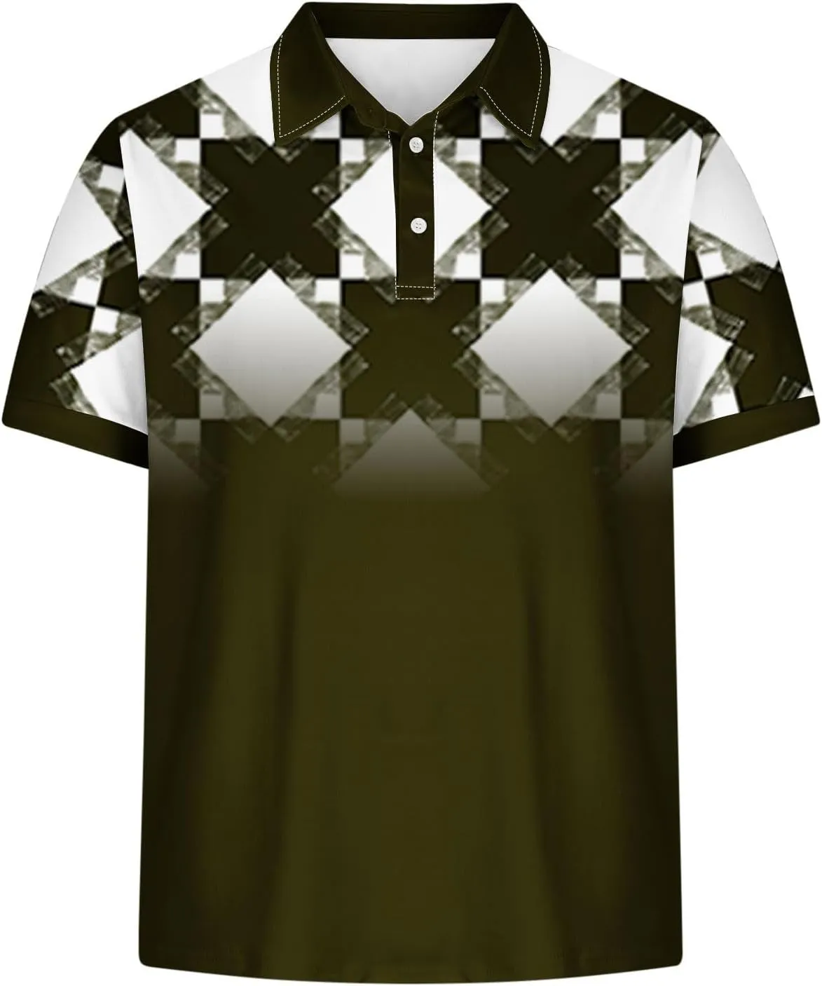 Mens Golf Shirts Short Sleeve Big and Tall Summer Mesh Shirt Plaid Graphic Print Breathable Plain Tees Business Casual