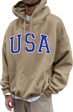 Mens Pullover Plus Size Long Sleeve Casual Loose Crewneck Hoodies
