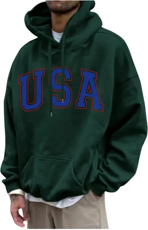 Mens Pullover Plus Size Long Sleeve Casual Loose Crewneck Hoodies