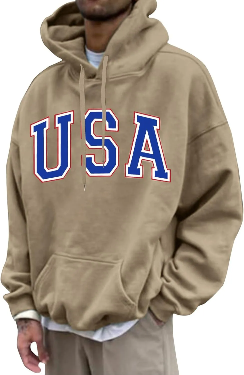 Mens Pullover Plus Size Long Sleeve Casual Loose Crewneck Hoodies