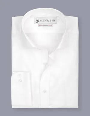 Men's White Self Printed Business Formal Shirt