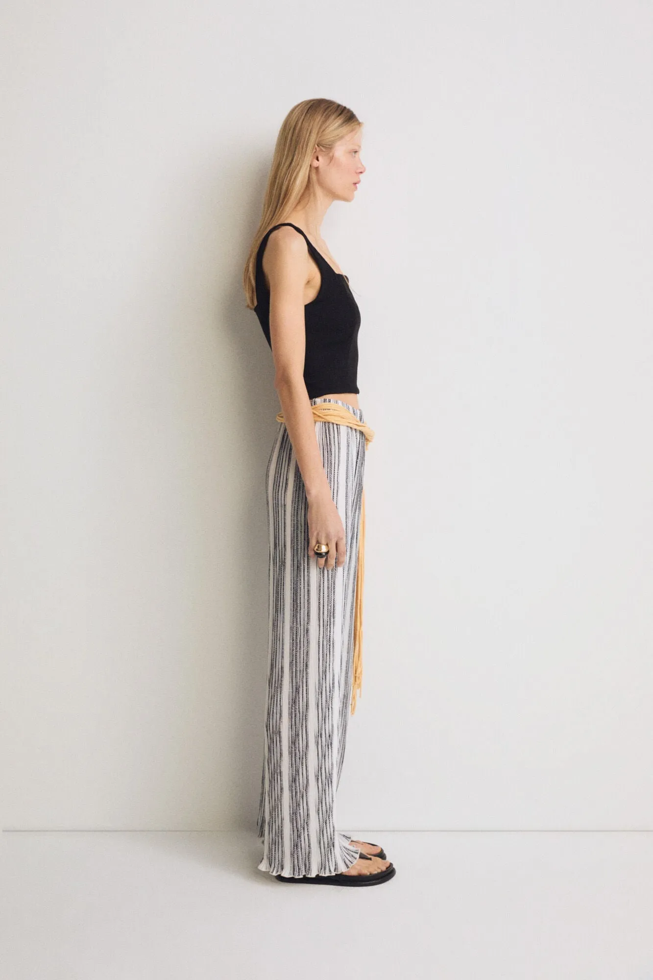 Multicolor Pleated Striped Pants