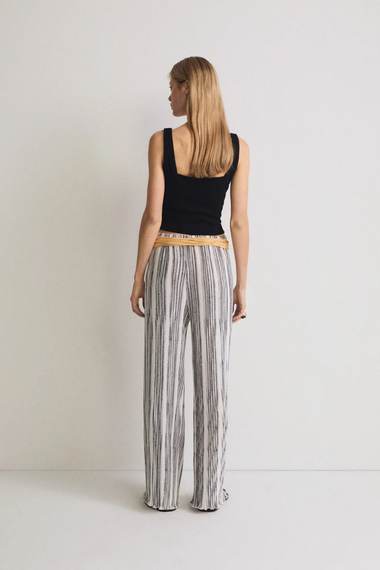 Multicolor Pleated Striped Pants