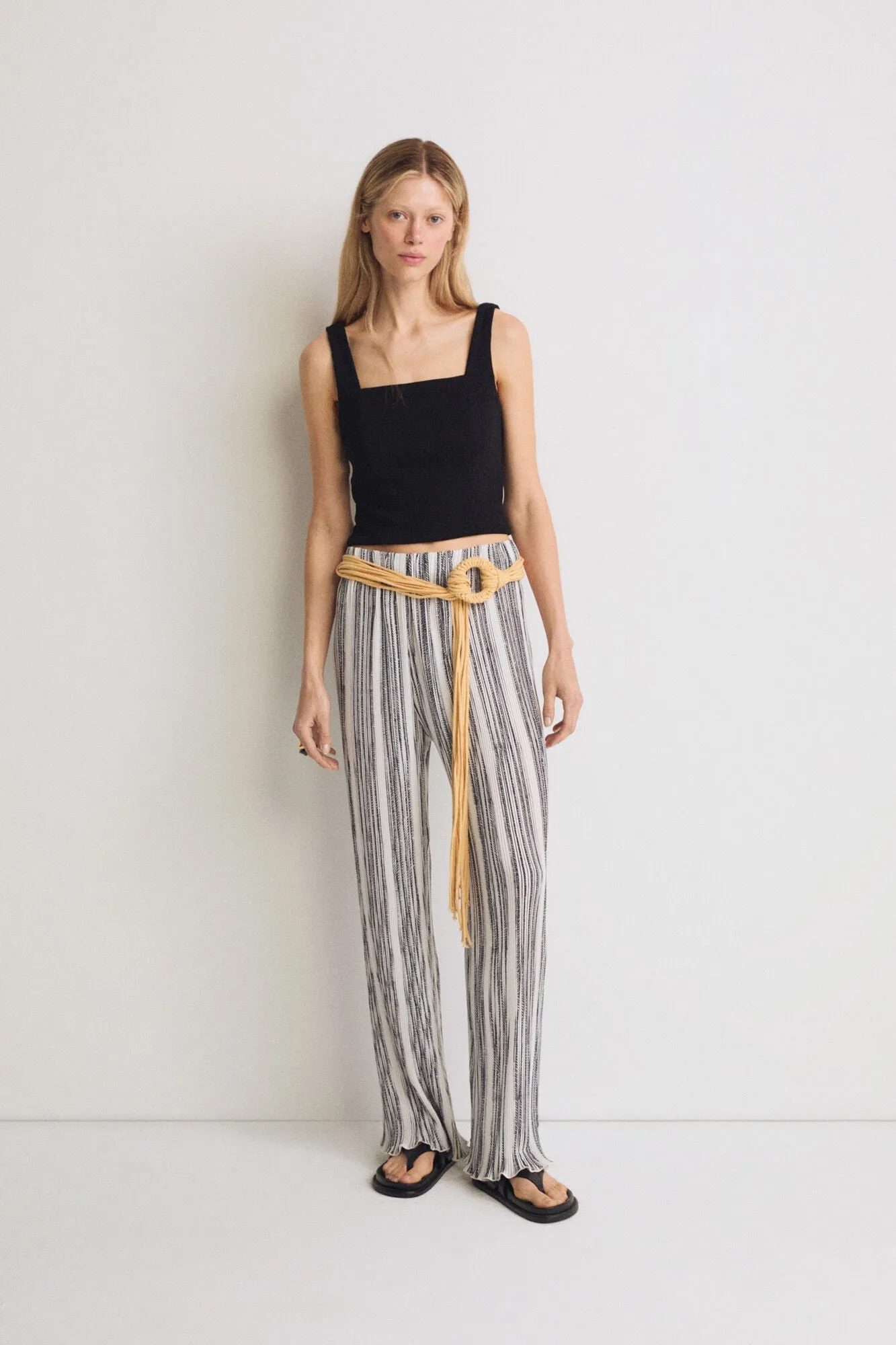 Multicolor Pleated Striped Pants