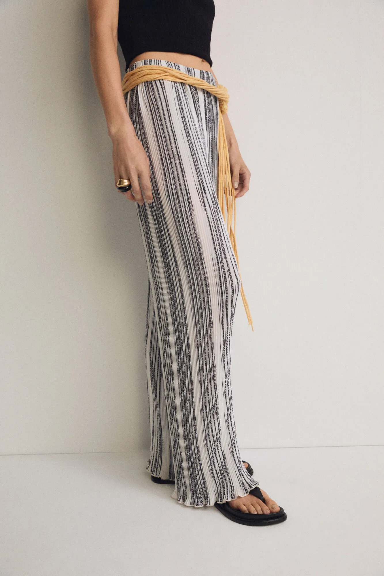 Multicolor Pleated Striped Pants