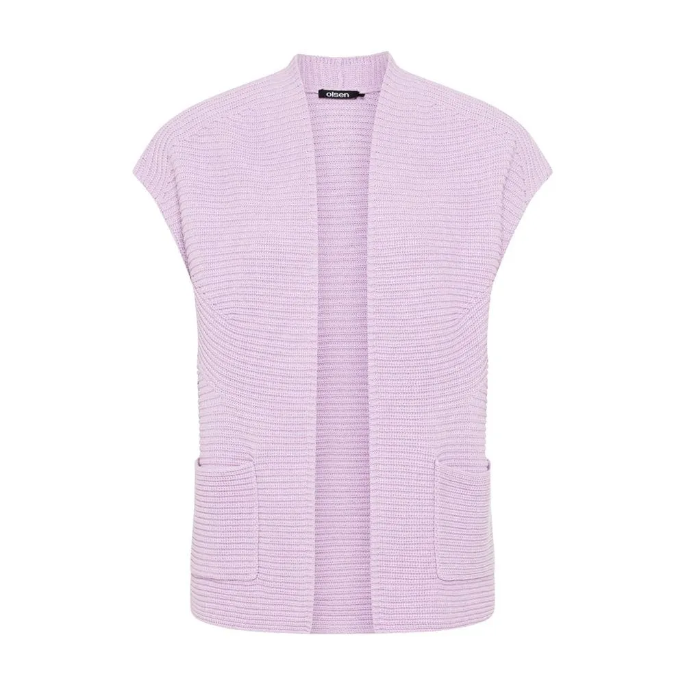 Olsen Slightly wider cut cardigan in Chloe fit with patch pockets in Lilac