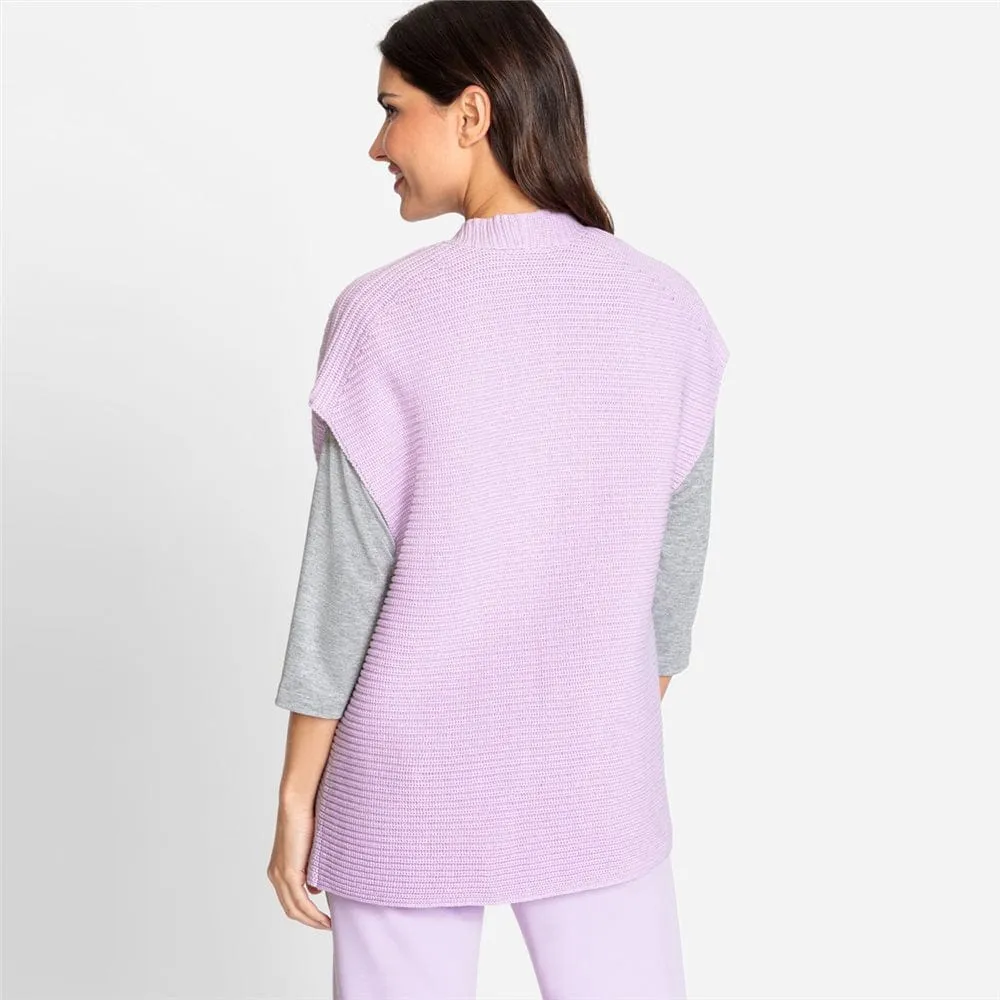 Olsen Slightly wider cut cardigan in Chloe fit with patch pockets in Lilac
