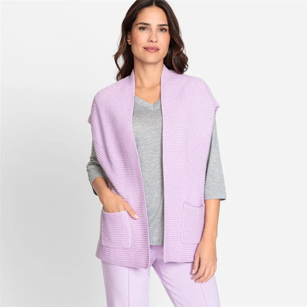 Olsen Slightly wider cut cardigan in Chloe fit with patch pockets in Lilac