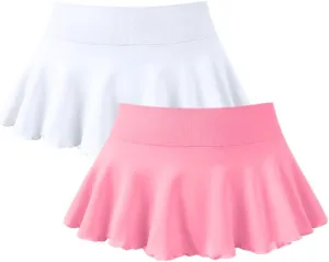 OQQ Women 2 Piece Mini Skirts 2 in 1 Flowy Sexy Basic Stretchy Flared Casual Skirts