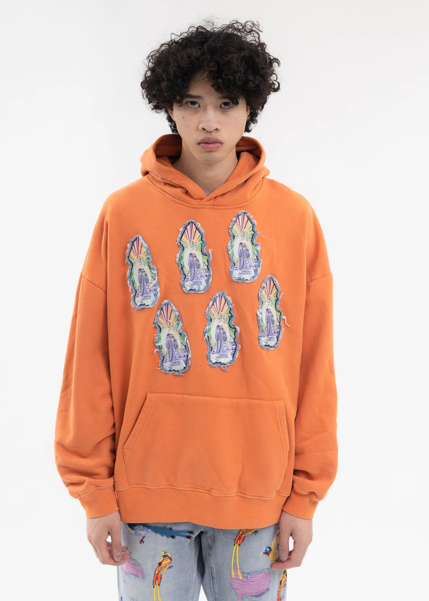 ORANGE PATCHWORK HOODIE