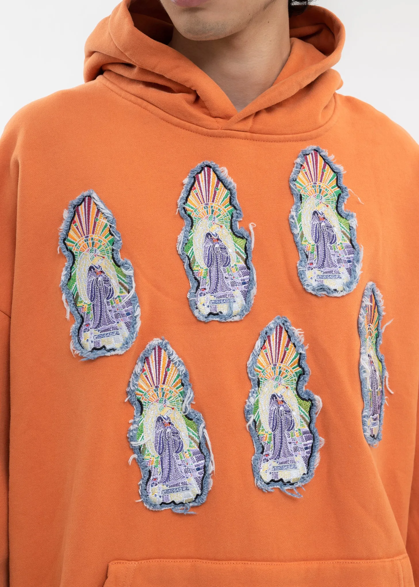 ORANGE PATCHWORK HOODIE