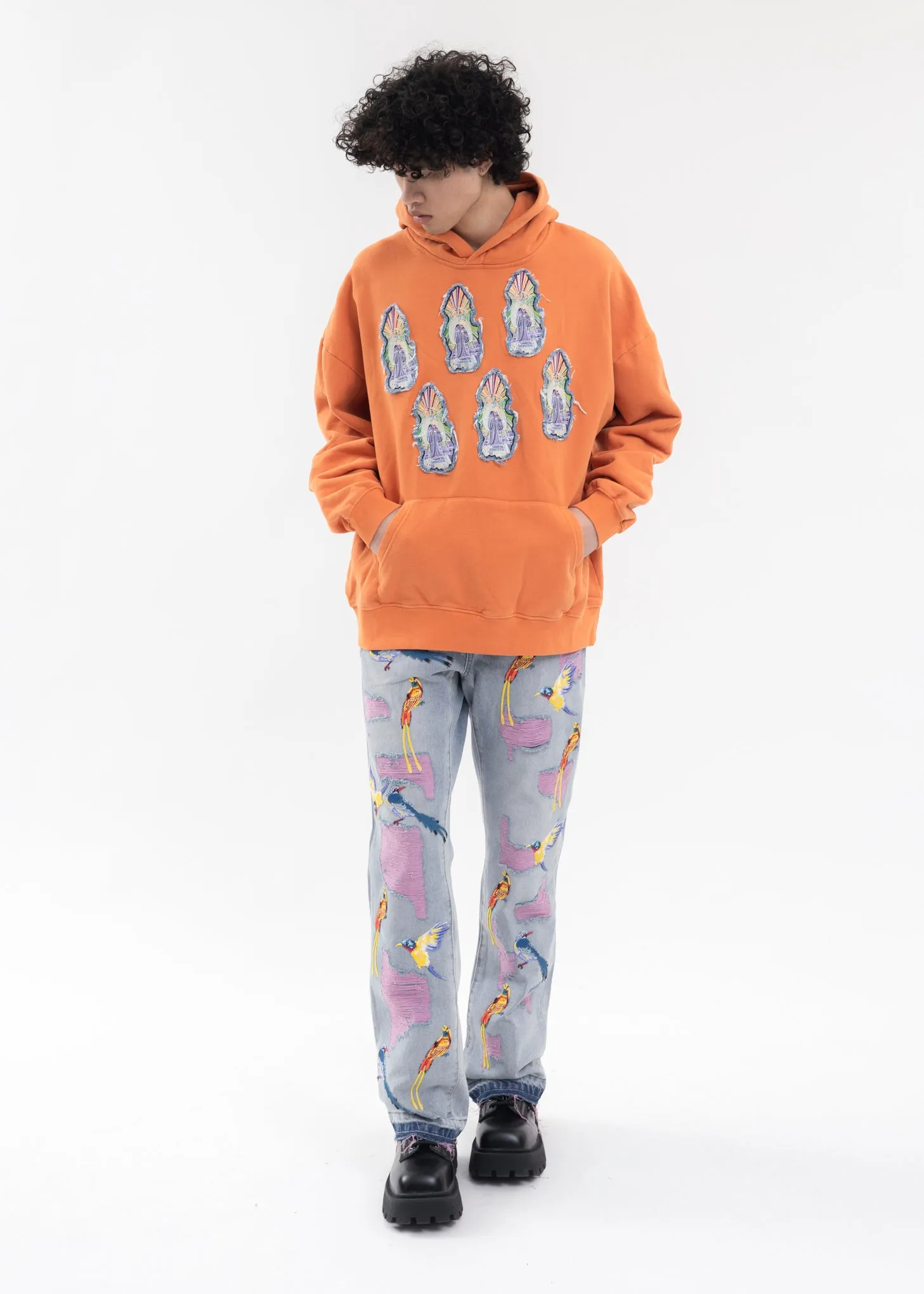 ORANGE PATCHWORK HOODIE