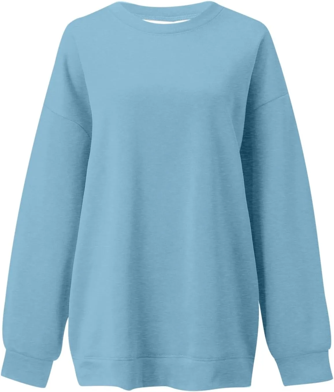 Oversized Sweatshirt for Women Women's Fashion Casual Solid Color Loose Shoulder Round Neck Long Sleeve Hoodie