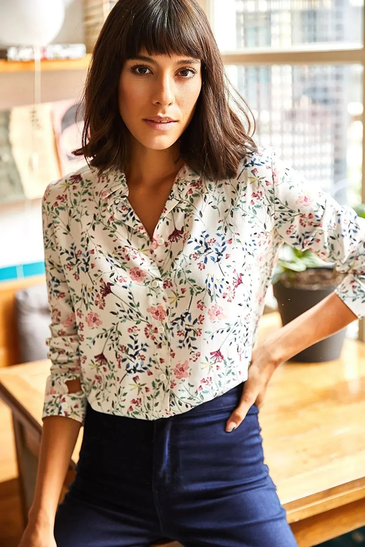 Pink Floral Button Down Shirt