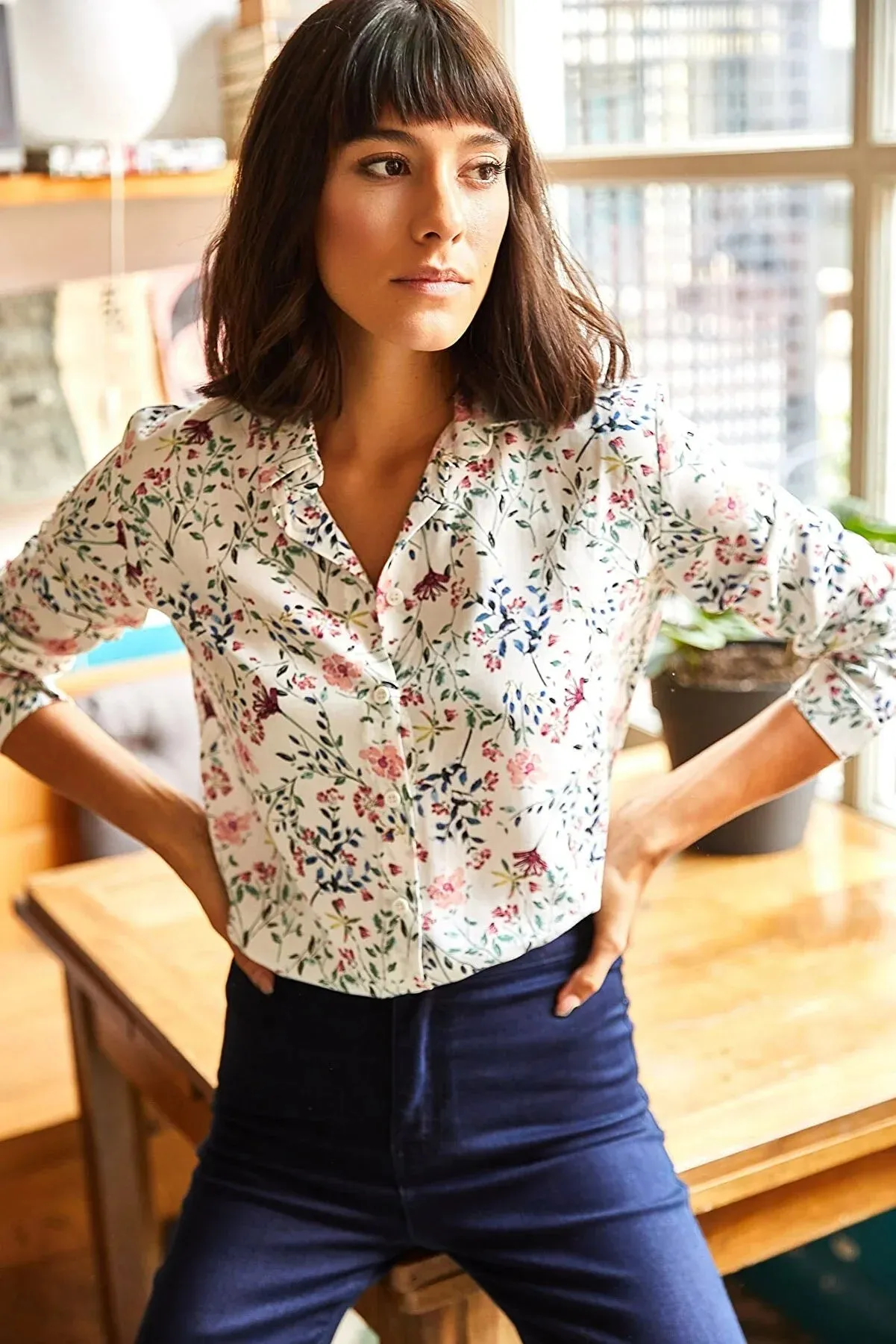 Pink Floral Button Down Shirt