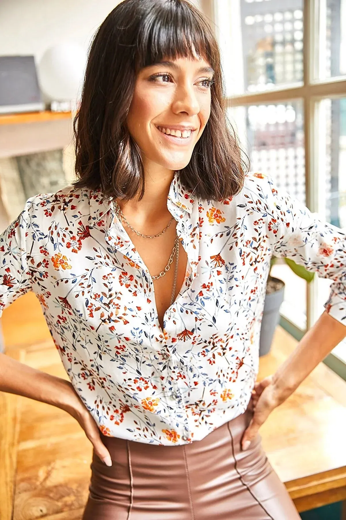 Pink Floral Button Down Shirt