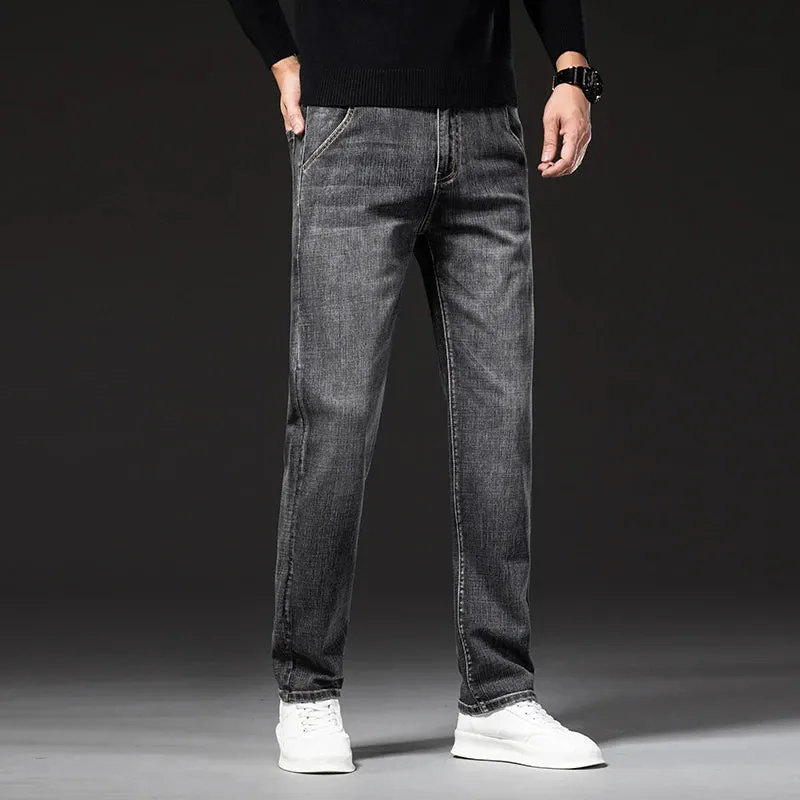 Plus Size Business Fashion Straight Jeans Classic Style
