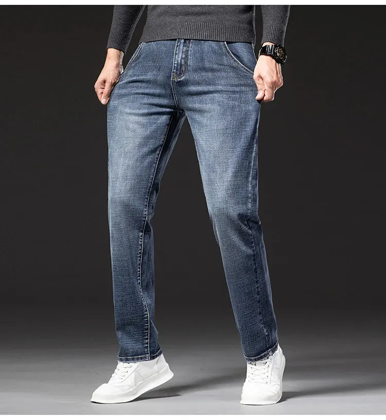 Plus Size Business Fashion Straight Jeans Classic Style