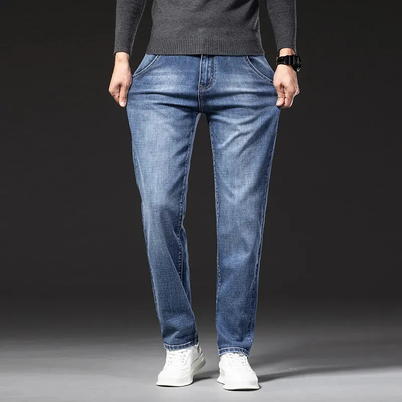 Plus Size Business Fashion Straight Jeans Classic Style
