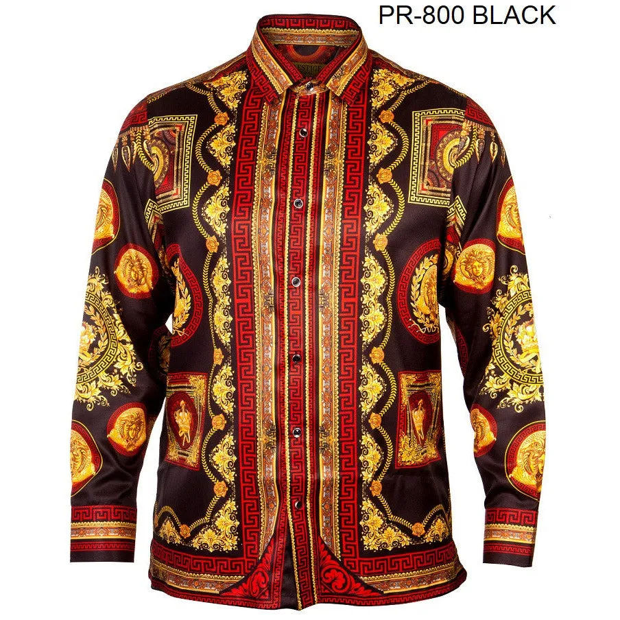 PRESTIGE BUTTON DOWN BLACK PATTERNED SHIRT