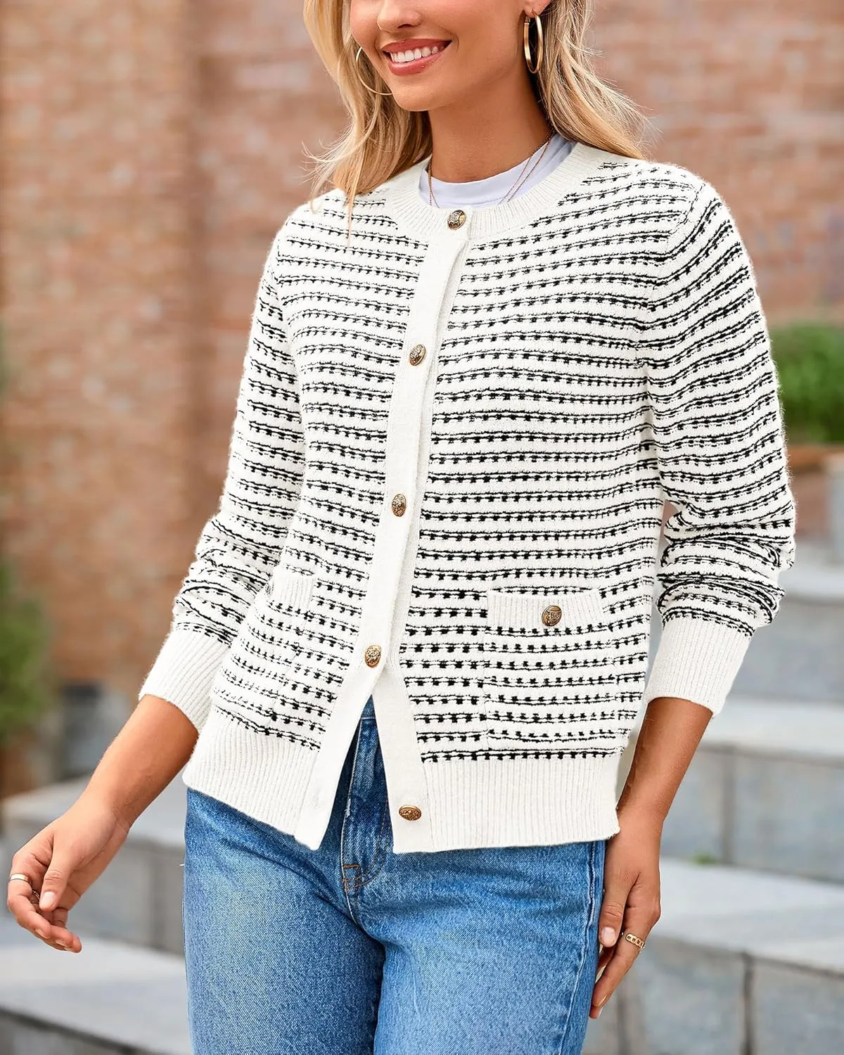 PRETTYGARDEN Women's Cardigan Sweaters 2025 Spring Long Sleeve Button Down Open Front Chunky Knitted Jackets Cute Outwear