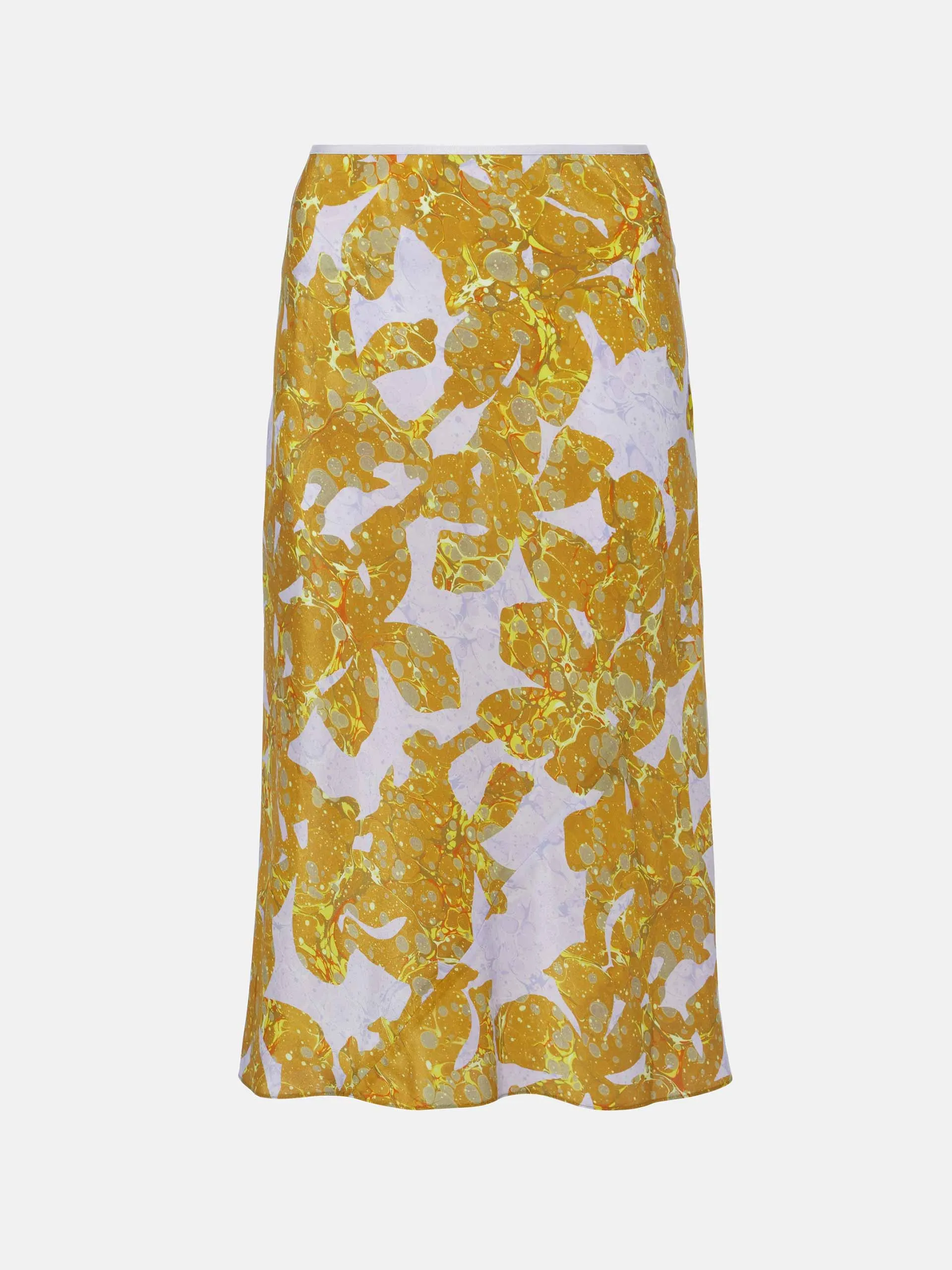Printed silk midi skirt