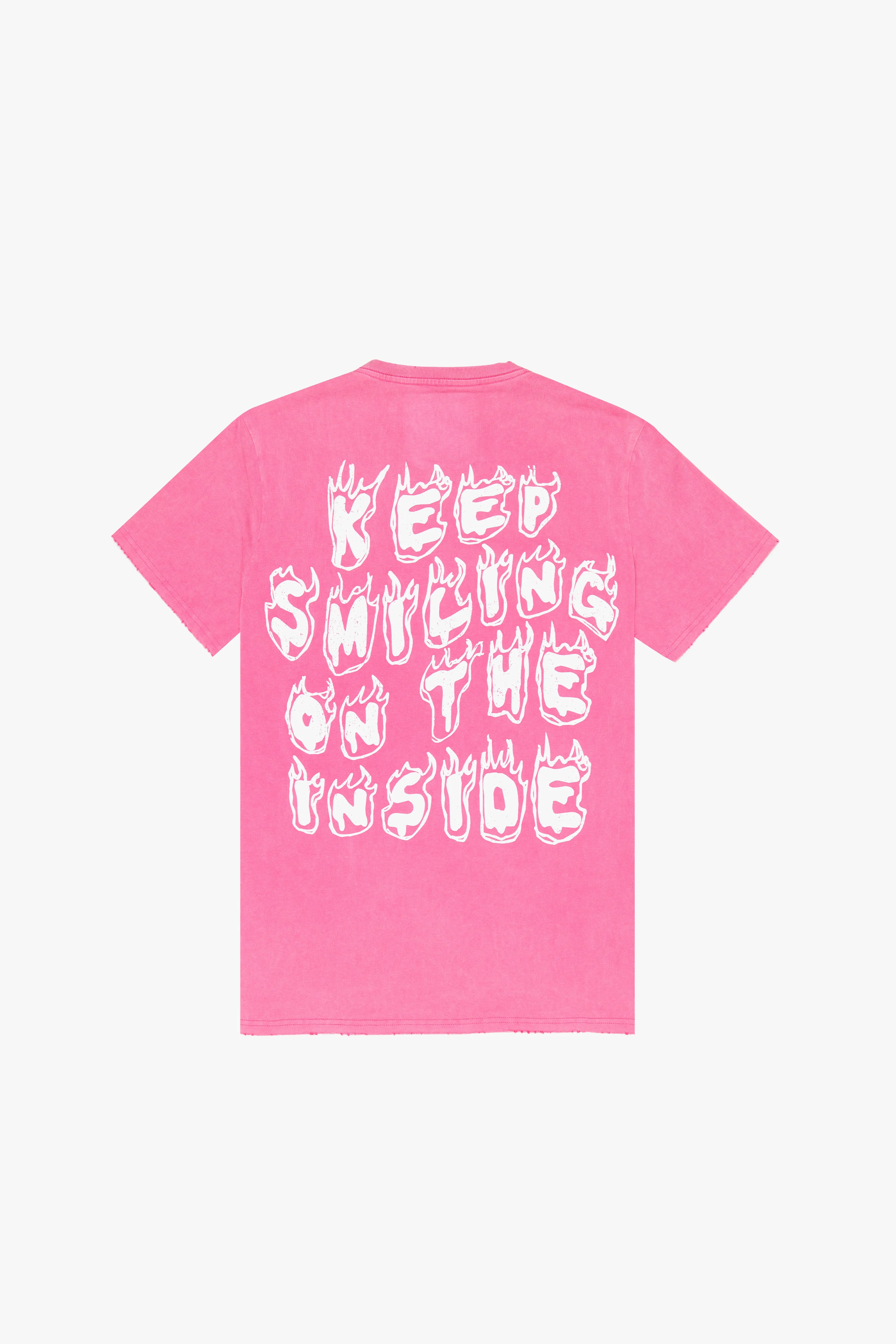 "KEEP SMILING" VINTAGE CARMINE ROSE