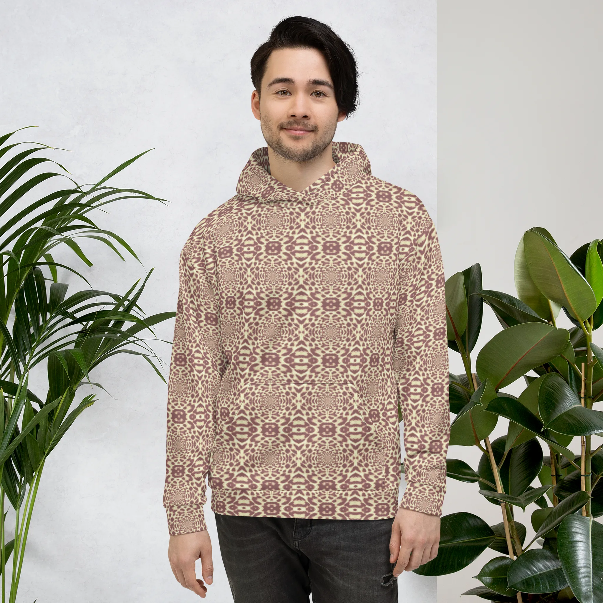 Recursia Contemplative Jaguar Men's Hoodie In Pink