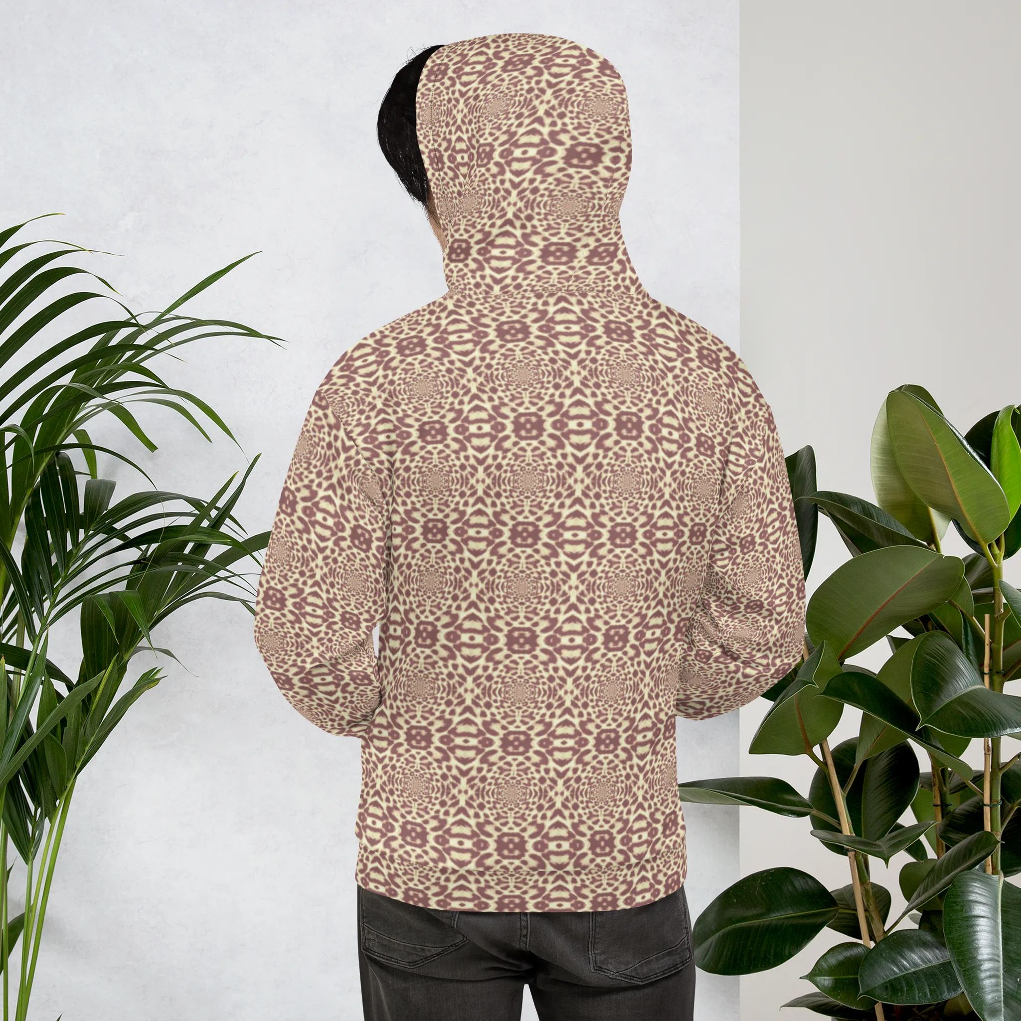 Recursia Contemplative Jaguar Men's Hoodie In Pink