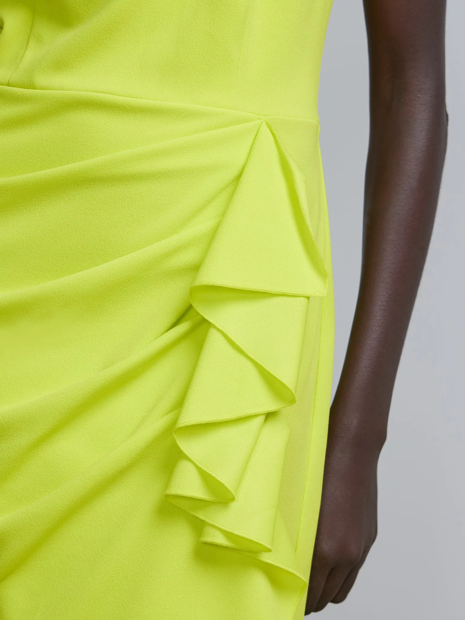 Ruffle Front Halter Neck Sheath Dress