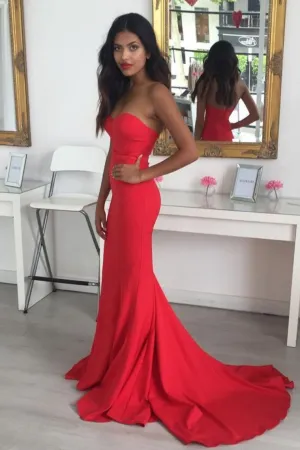 Simple Sweetheart Prom Dresses Court Train Cheap Formal SWKP8LS38RR