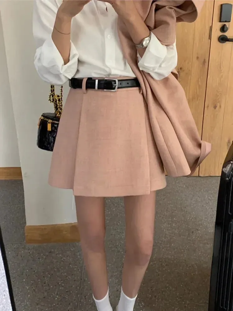 srczz Korean Fashion Women Vintage Chic Blazer Two Pieces Set Casual Loose Jackets Coat Mini Skirts Suit Female Elegant Formal Outfits