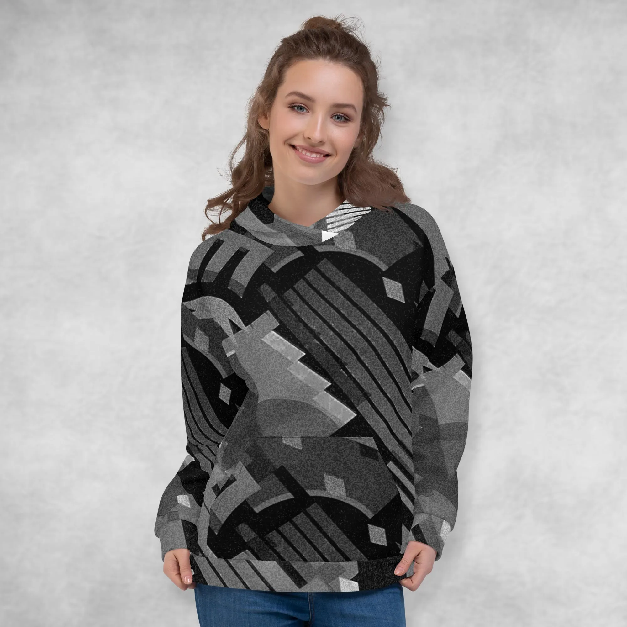 TechAbstract 1 in black & white- Hoodie
