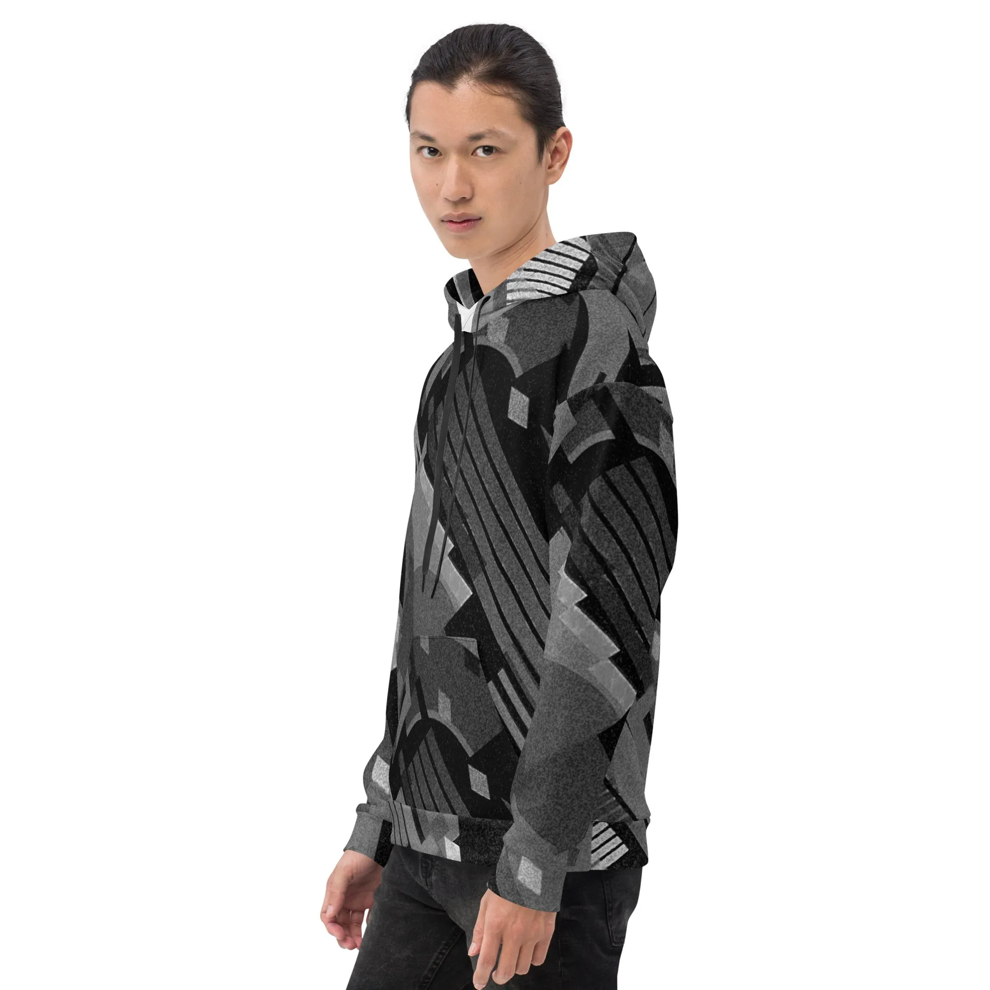 TechAbstract 1 in black & white- Hoodie