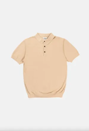 Textured Knit SS Polo - Sand