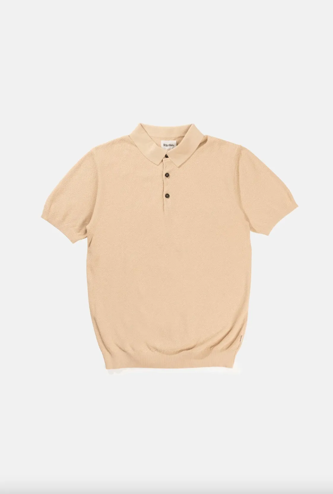 Textured Knit SS Polo - Sand