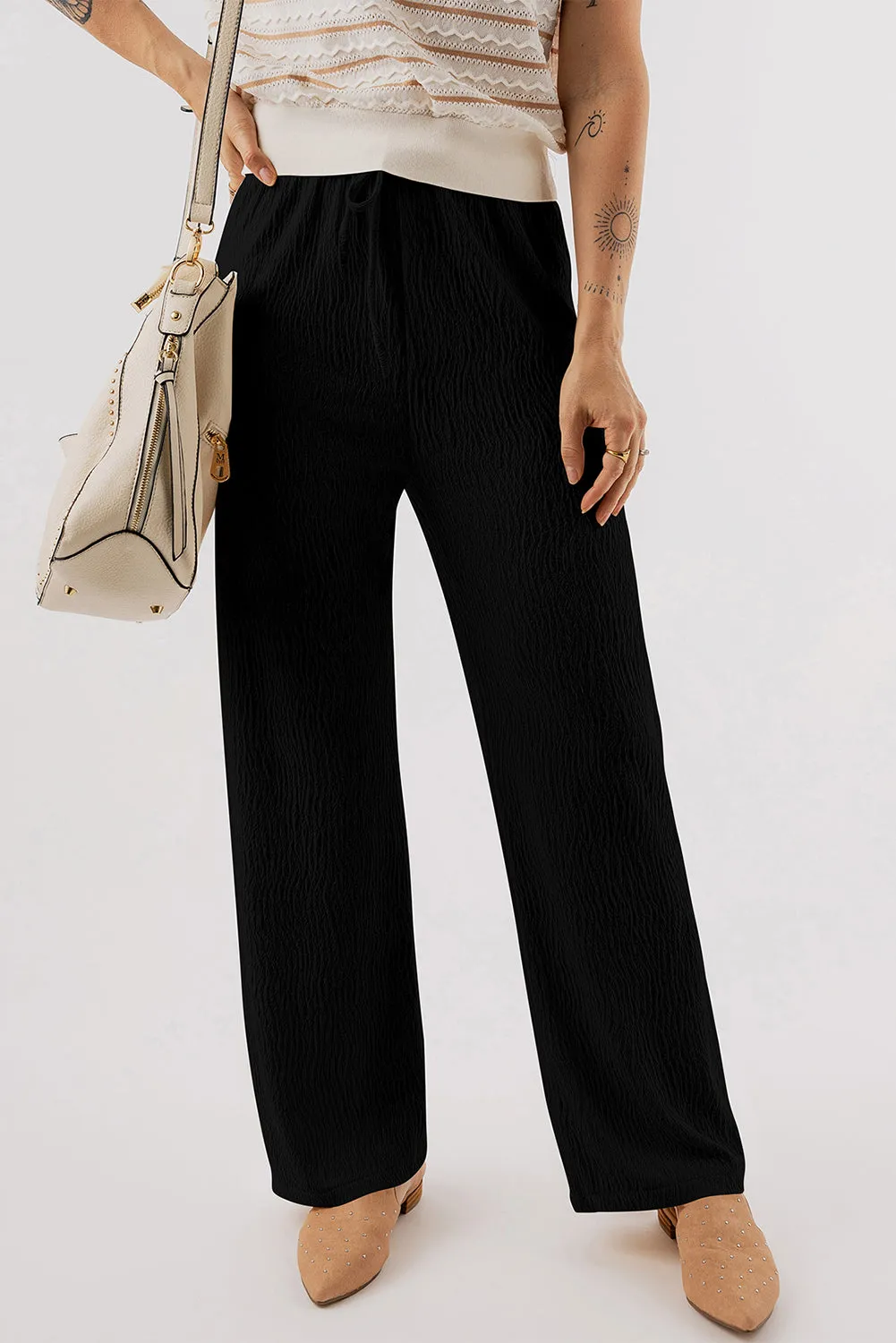 Textured Straight Leg Pants