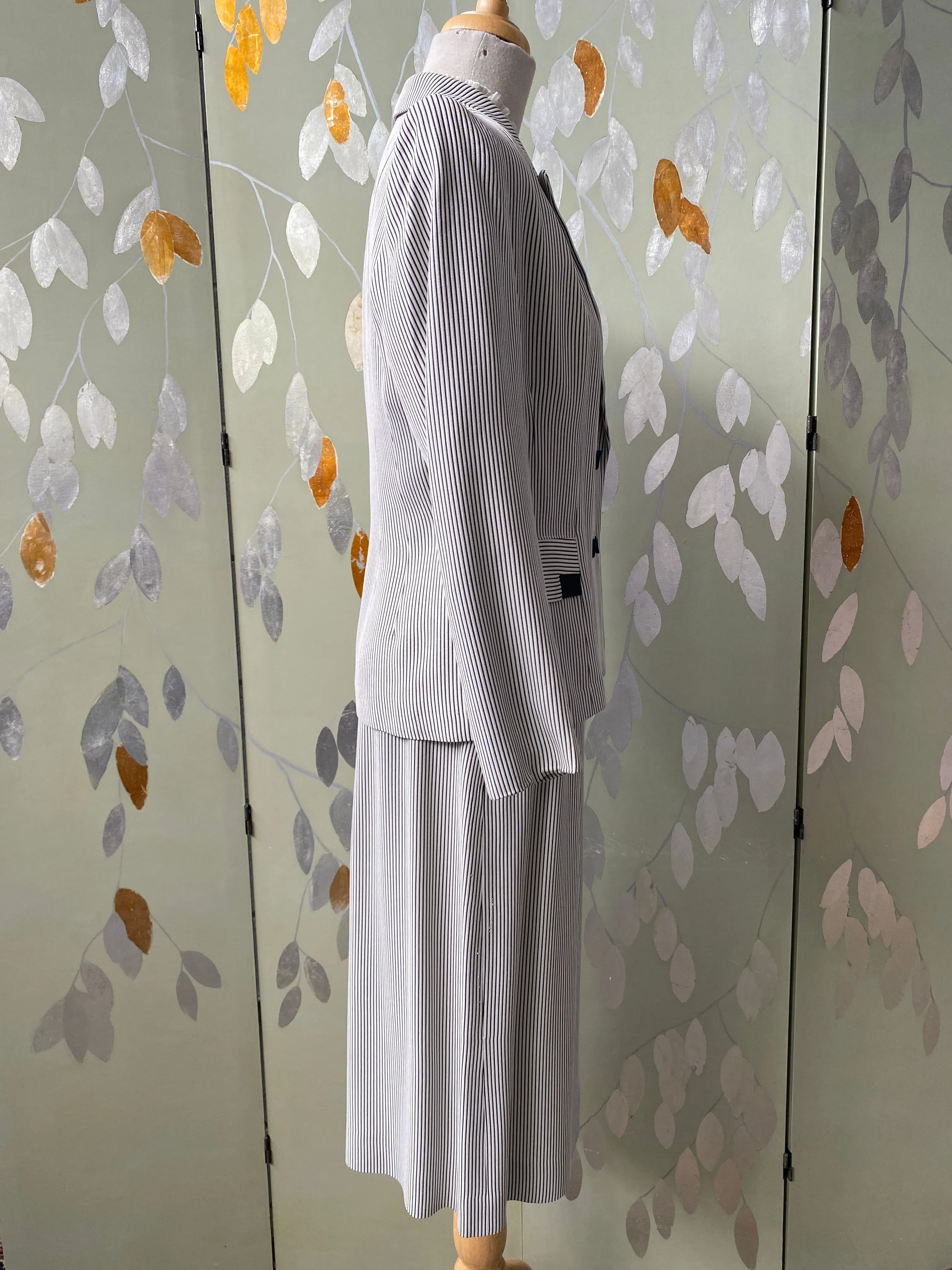 Vintage 1950s Navy & White Pin-Stripe Skirt Suit, Henry Rosenfeld, Small
