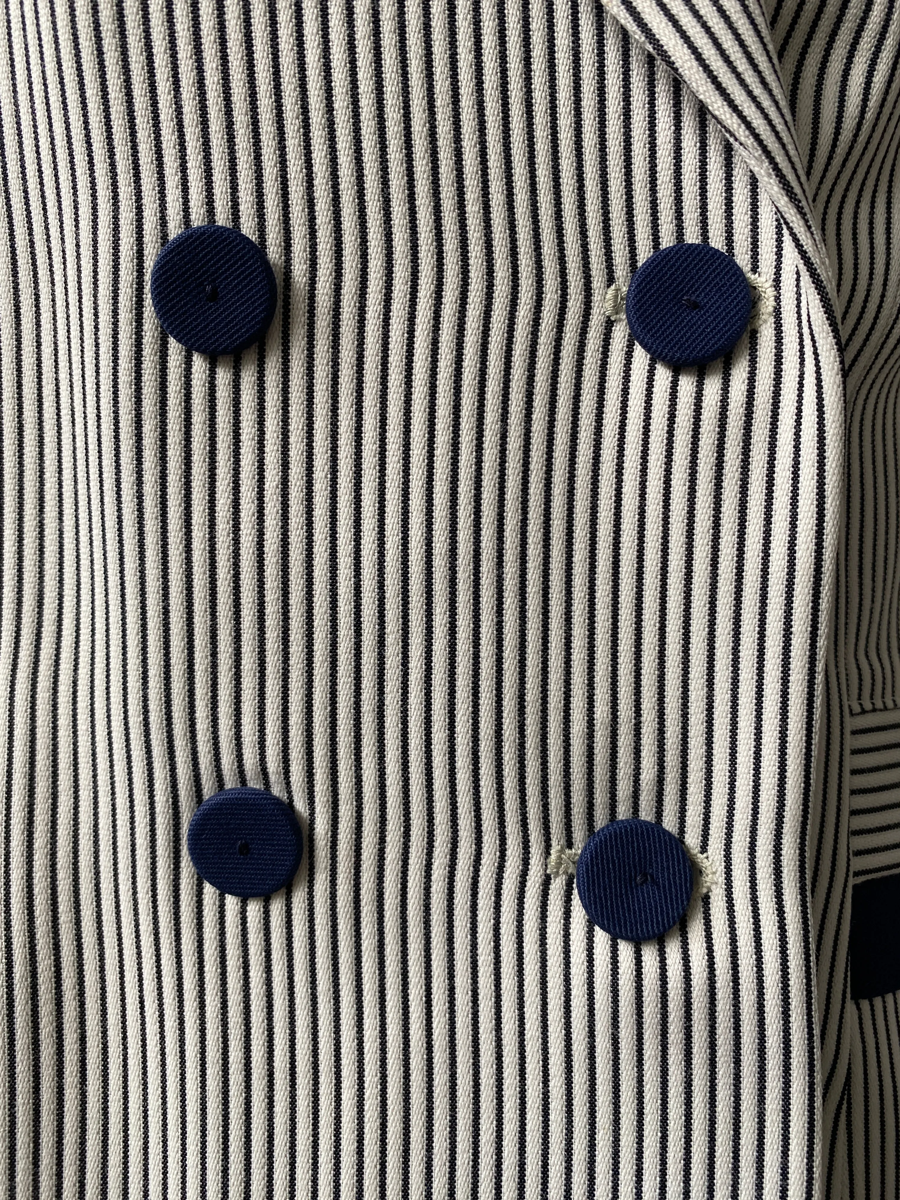 Vintage 1950s Navy & White Pin-Stripe Skirt Suit, Henry Rosenfeld, Small