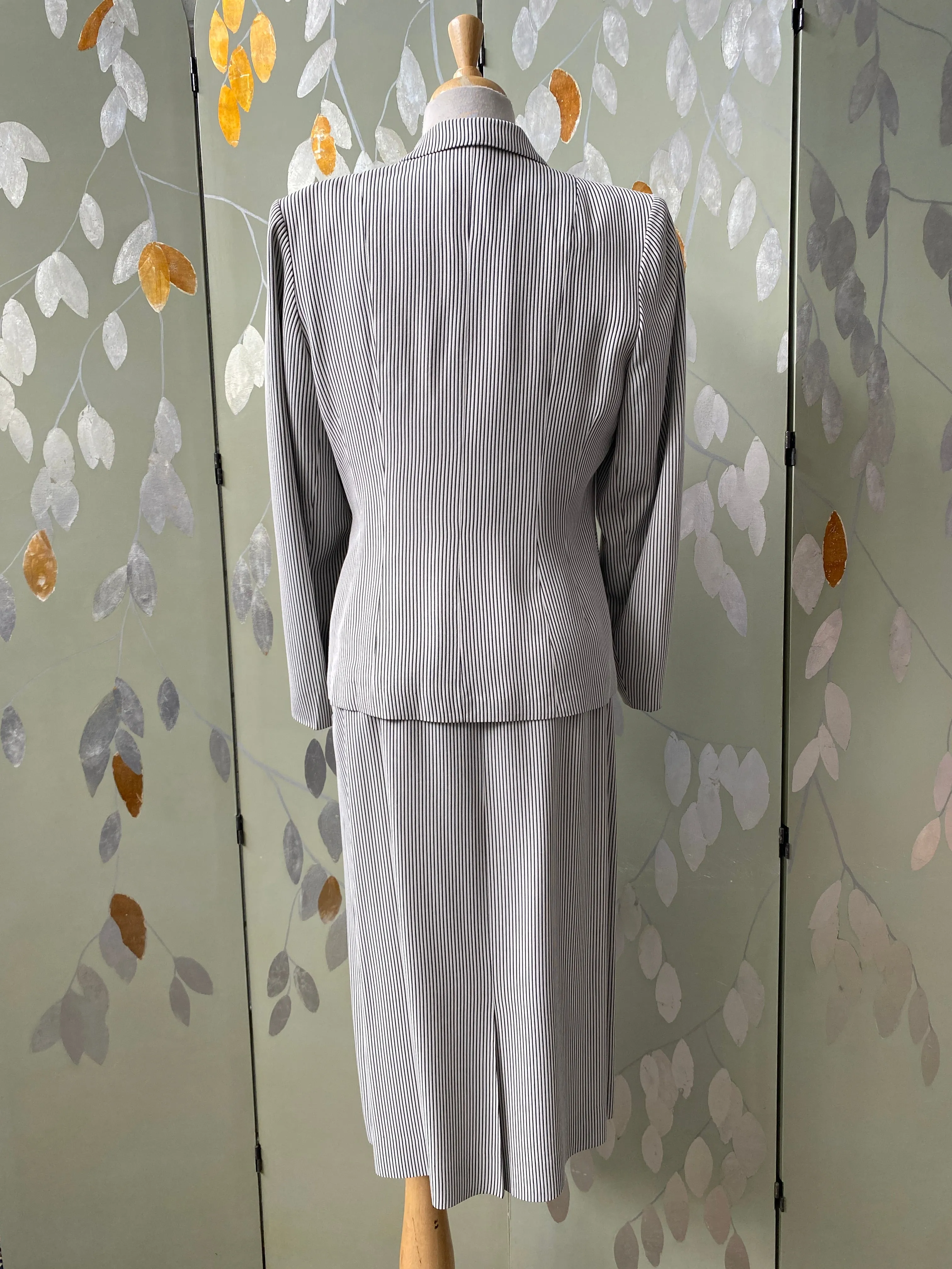 Vintage 1950s Navy & White Pin-Stripe Skirt Suit, Henry Rosenfeld, Small