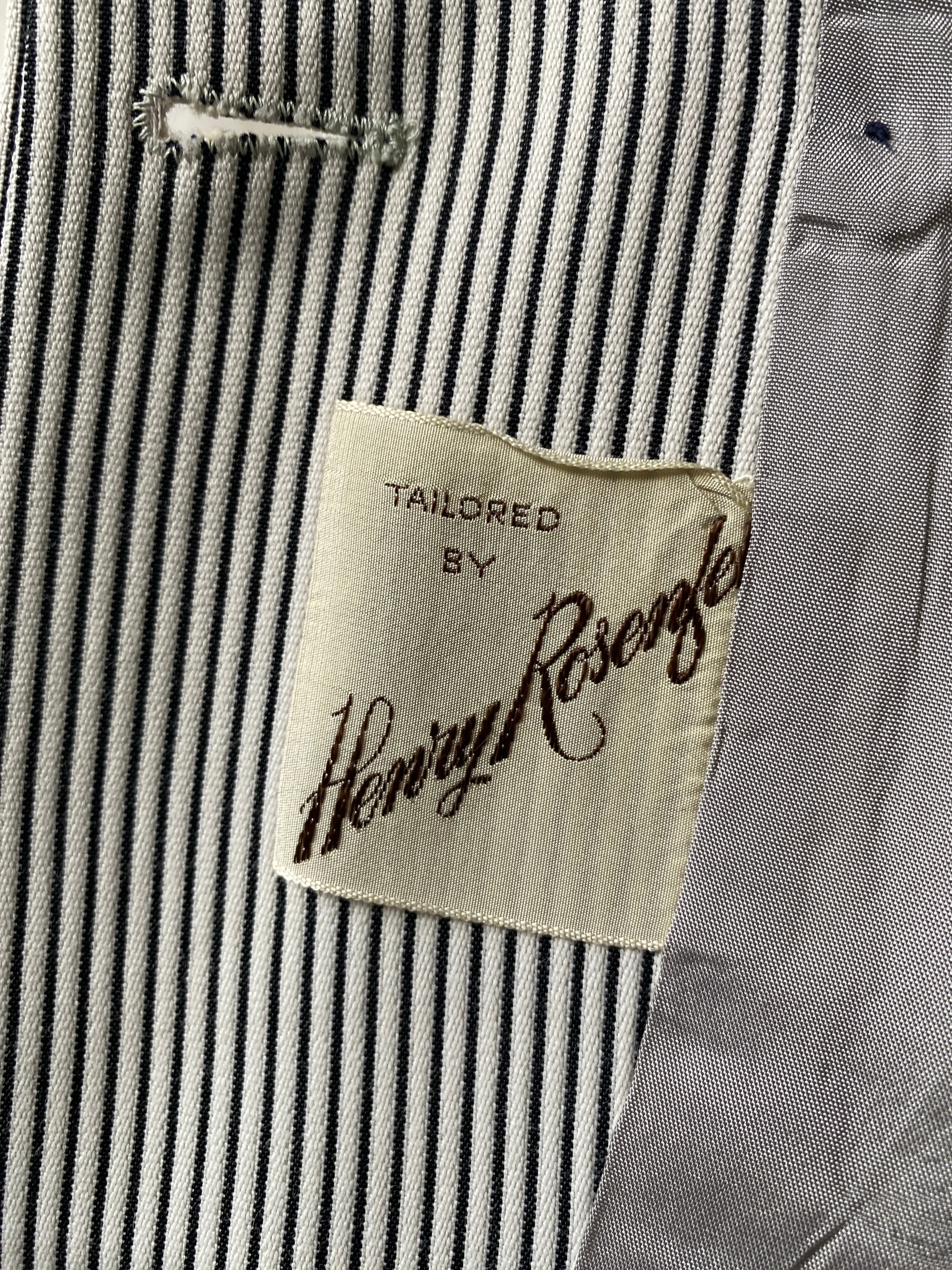 Vintage 1950s Navy & White Pin-Stripe Skirt Suit, Henry Rosenfeld, Small