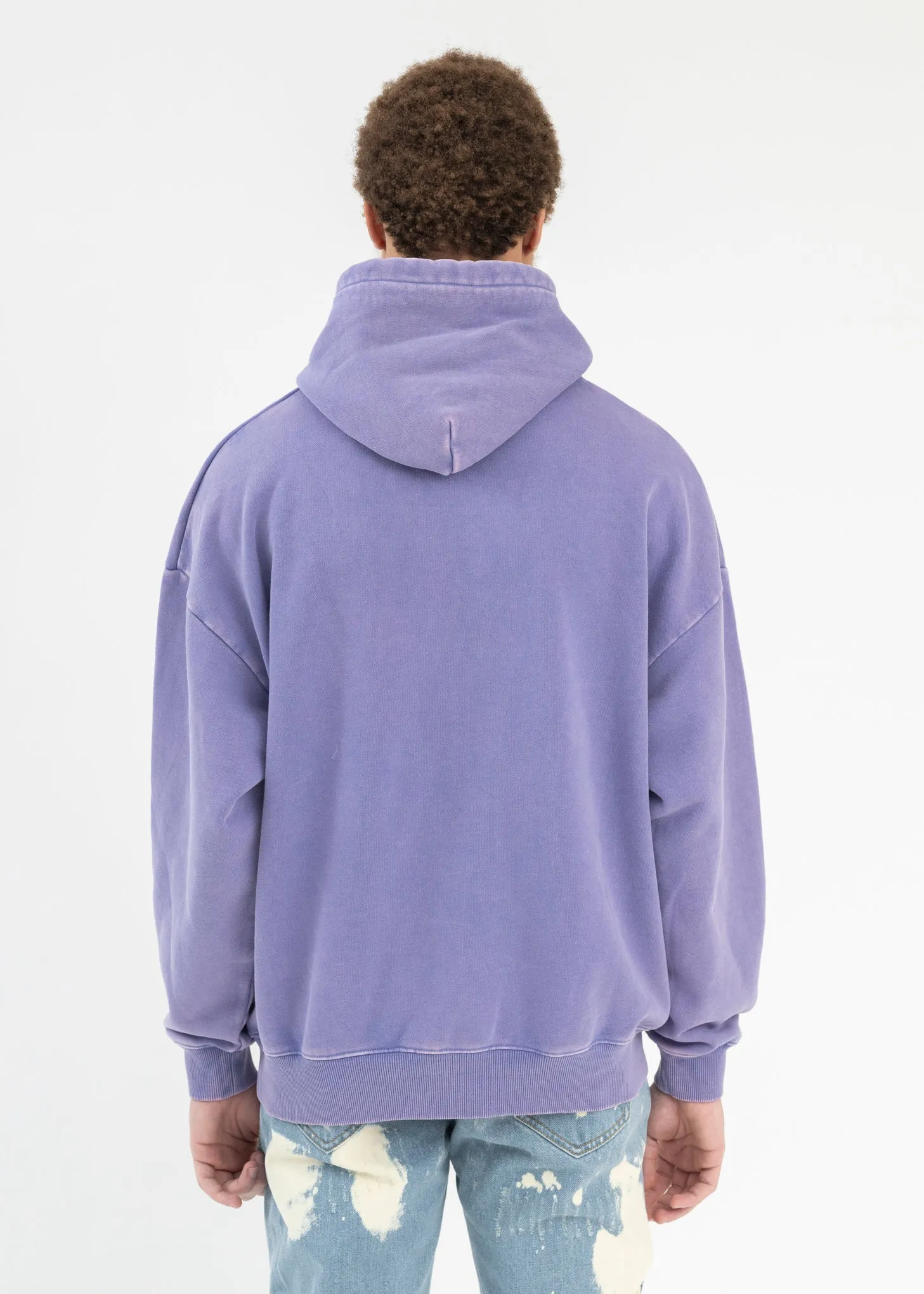 WASHED PURPLE RICH EMBROIDERY PATCHWORK  HOODIES