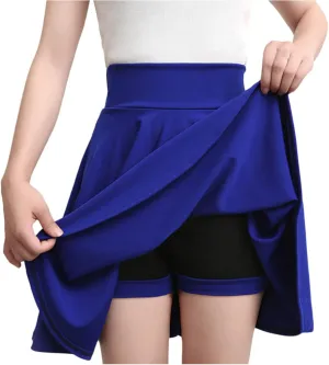 Women Casual Skater Skirt with Shorts High Waist Flared Skorts Pleated Mini Tennis Skirt Athletic Golf Workout Skort