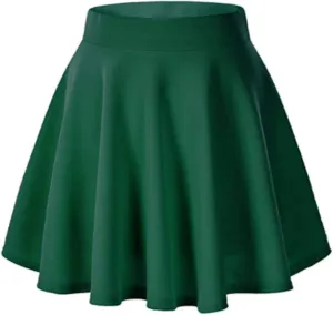Women's Basic Versatile Stretchy Flared Casual Mini Skater Skirt Pleated Vintage A-Line 2025 Summer Swing Skirts